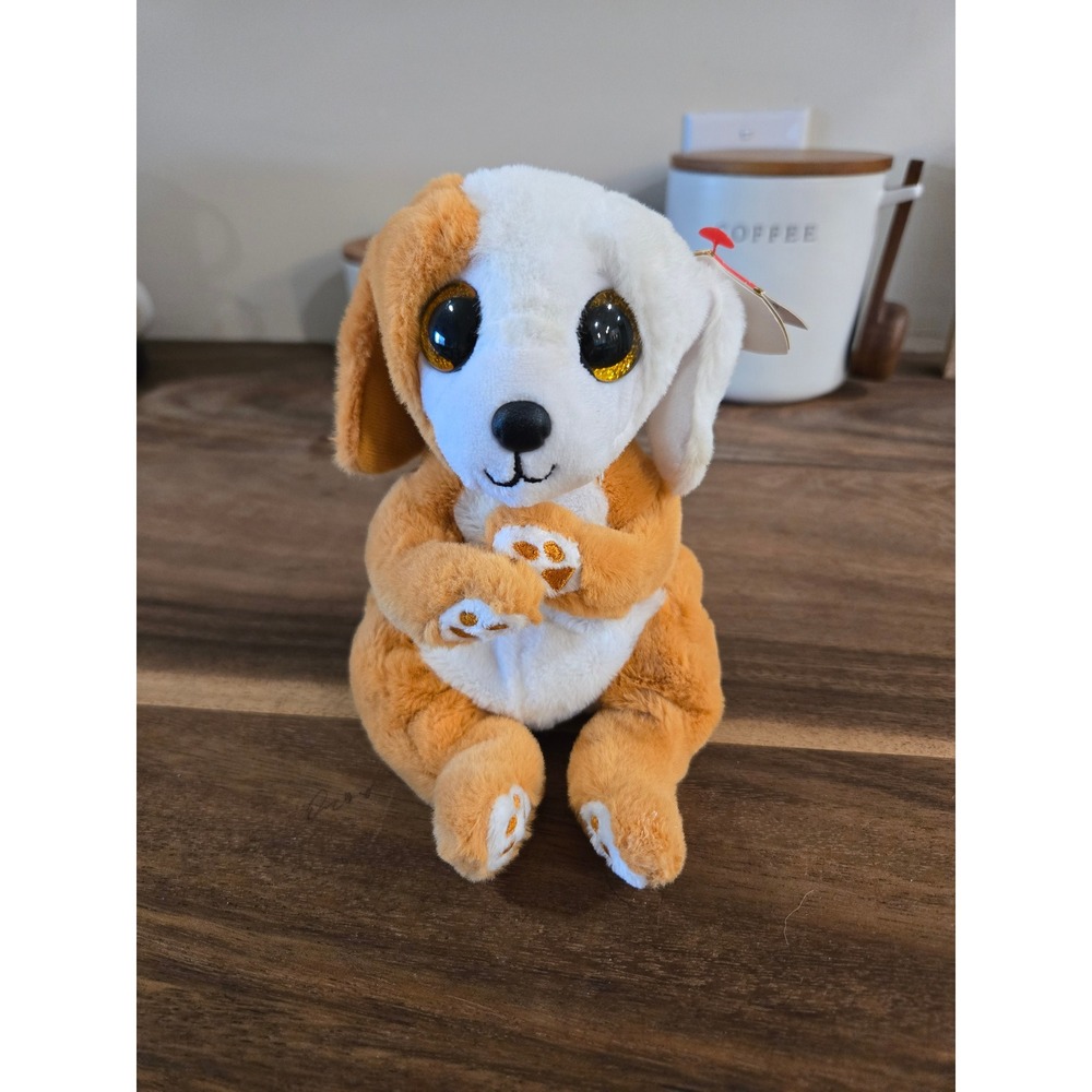 Ty Beanie Bellies Ruggles the Dog Tan White Plush Stuffed Animal 40555 8 inch
